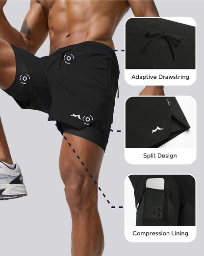 Men's Athletic Running Shorts with Liner Ultra Lightweight Workout Shorts 5"/ 7"