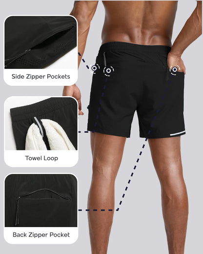 Men's Athletic Running Shorts with Liner Ultra Lightweight Workout Shorts 5"/ 7"