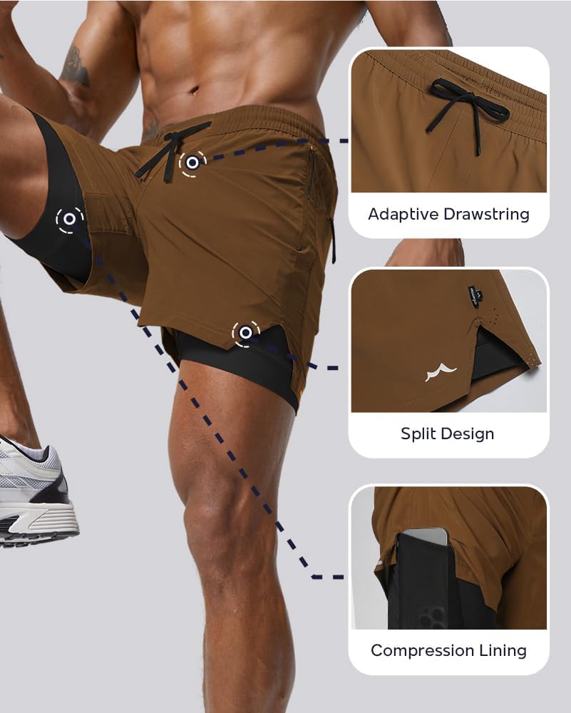 Men's Athletic Running Shorts with Liner Ultra Lightweight Workout Shorts 5"/ 7"