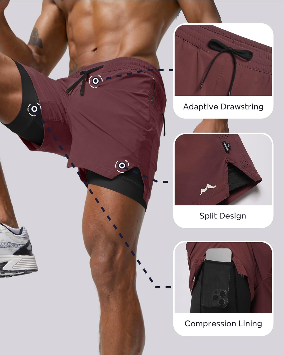 Men's Athletic Running Shorts with Liner Ultra Lightweight Workout Shorts 5"/ 7"