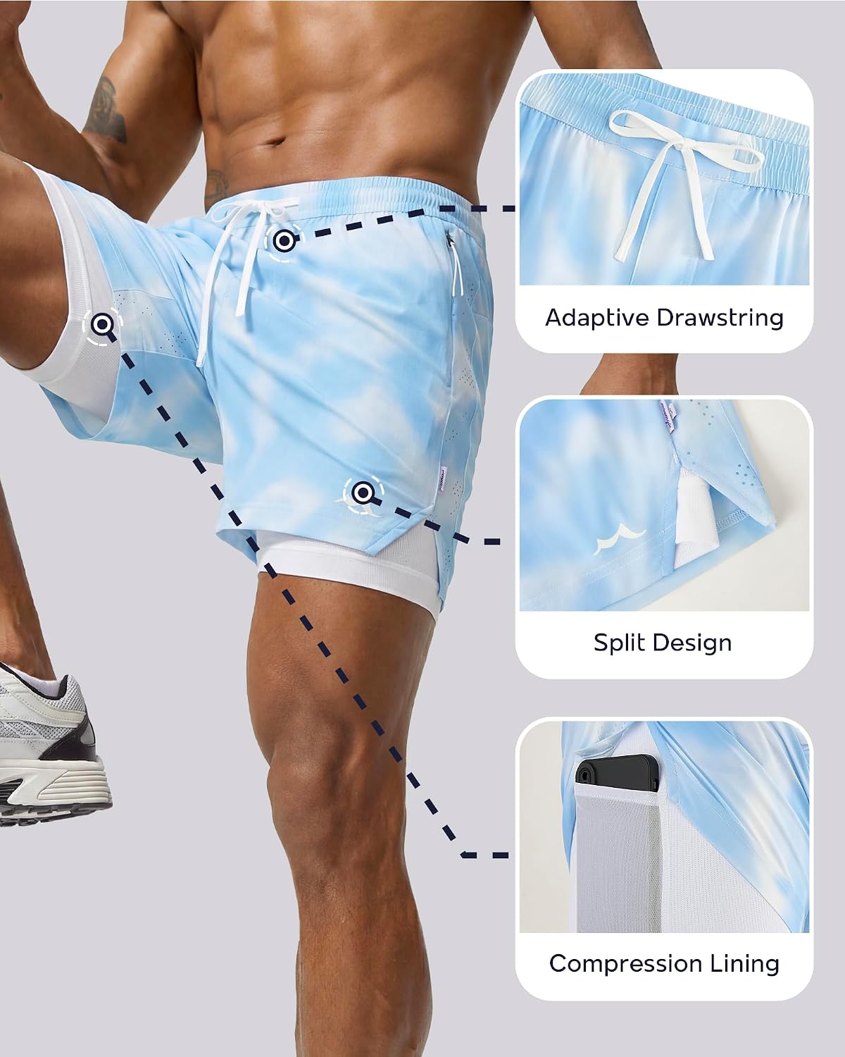 Men's Athletic Running Shorts with Liner Ultra Lightweight Workout Shorts 5"/ 7"
