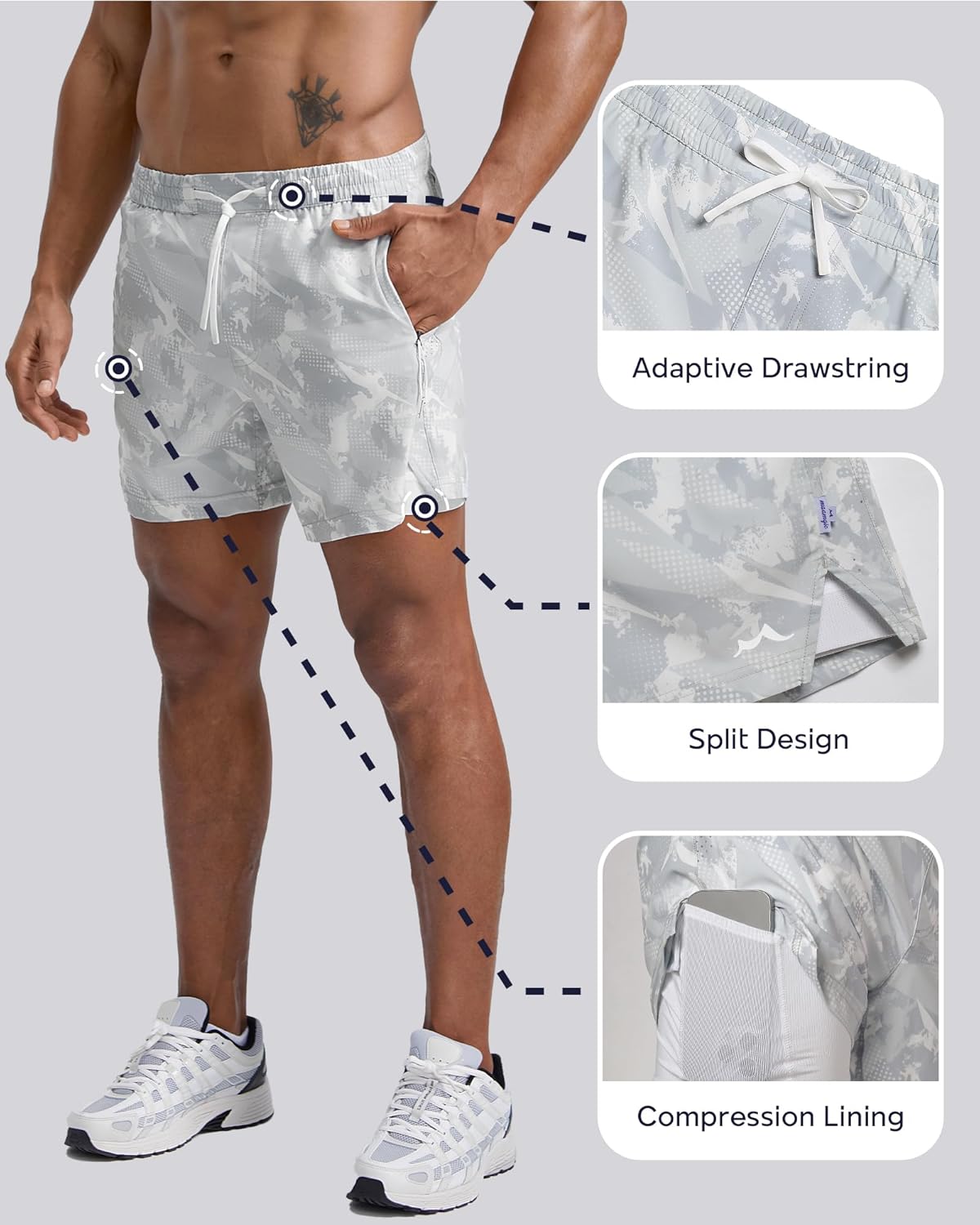 Men's Athletic Running Shorts with Liner Ultra Lightweight Workout Shorts 5"/ 7"