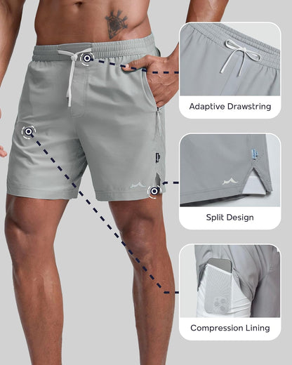 Men's Athletic Running Shorts with Liner Ultra Lightweight Workout Shorts 5"/ 7"