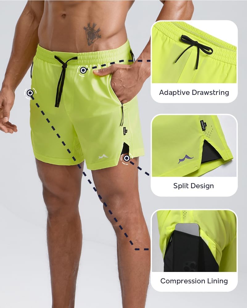 Men's Athletic Running Shorts with Liner Ultra Lightweight Workout Shorts 5"/ 7"