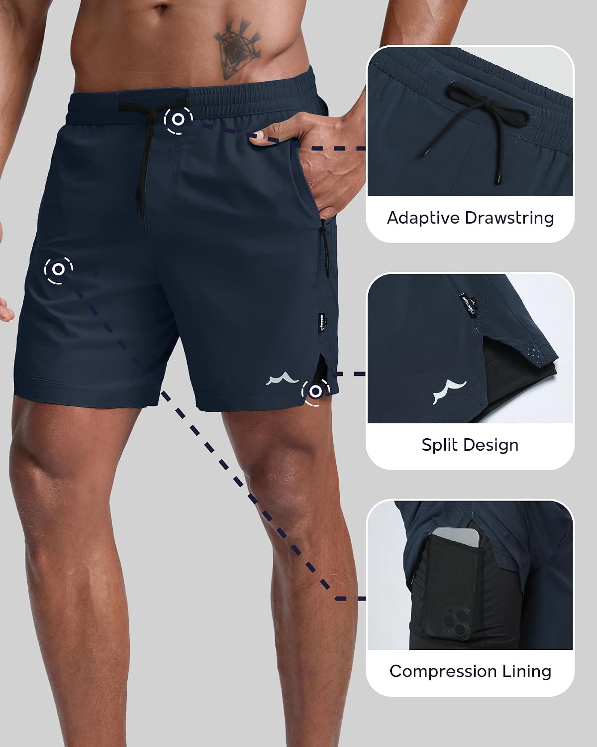 Men's Athletic Running Shorts with Liner Ultra Lightweight Workout Shorts 5"/ 7"