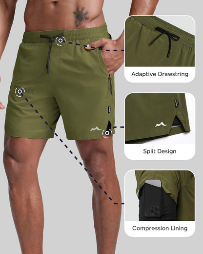Men's Athletic Running Shorts with Liner Ultra Lightweight Workout Shorts 5"/ 7"