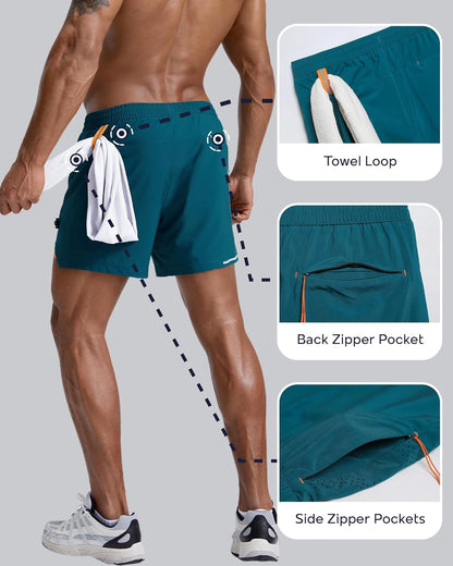 Men's Athletic Running Shorts with Liner Ultra Lightweight Workout Shorts 5"/ 7"