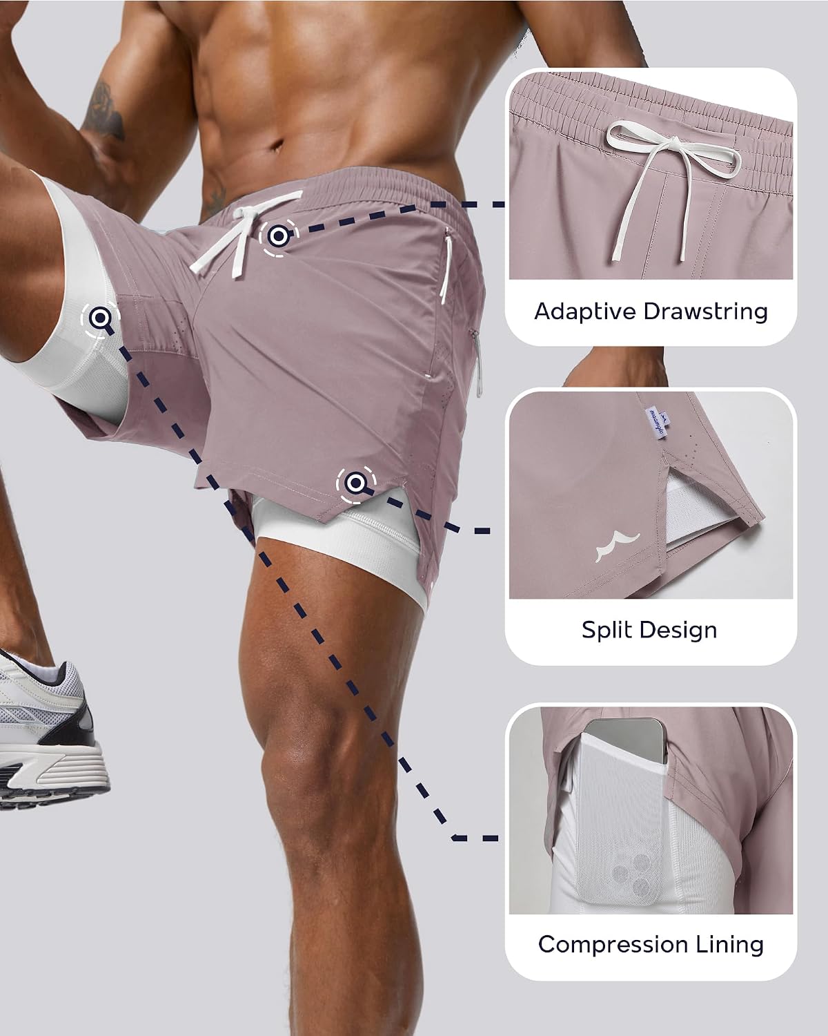 Men's Athletic Running Shorts with Liner Ultra Lightweight Workout Shorts 5"/ 7"