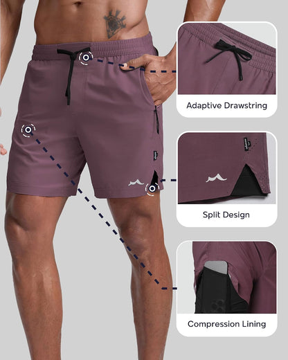 Men's Athletic Running Shorts with Liner Ultra Lightweight Workout Shorts 5"/ 7"