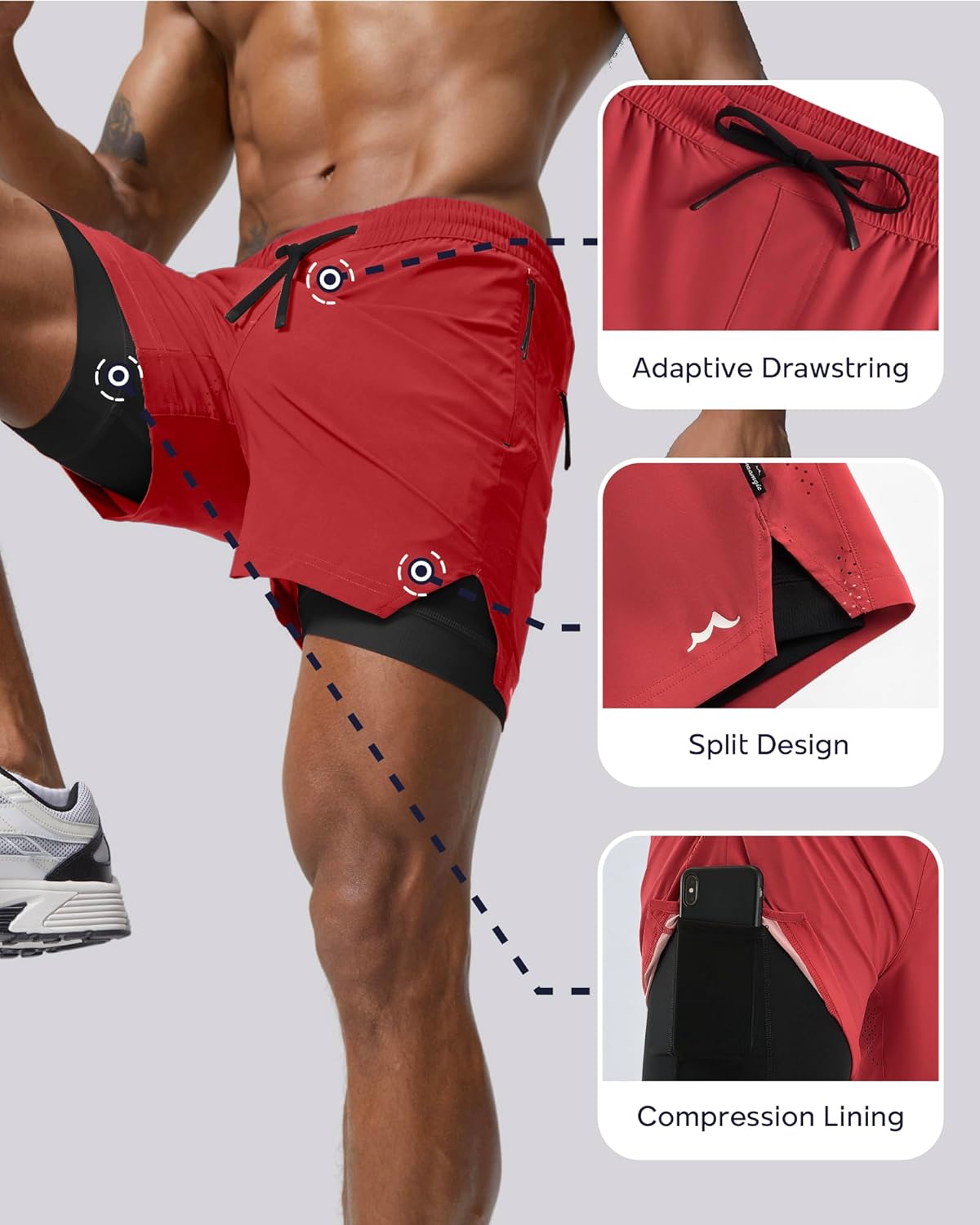 Men's Athletic Running Shorts with Liner Ultra Lightweight Workout Shorts 5"/ 7"