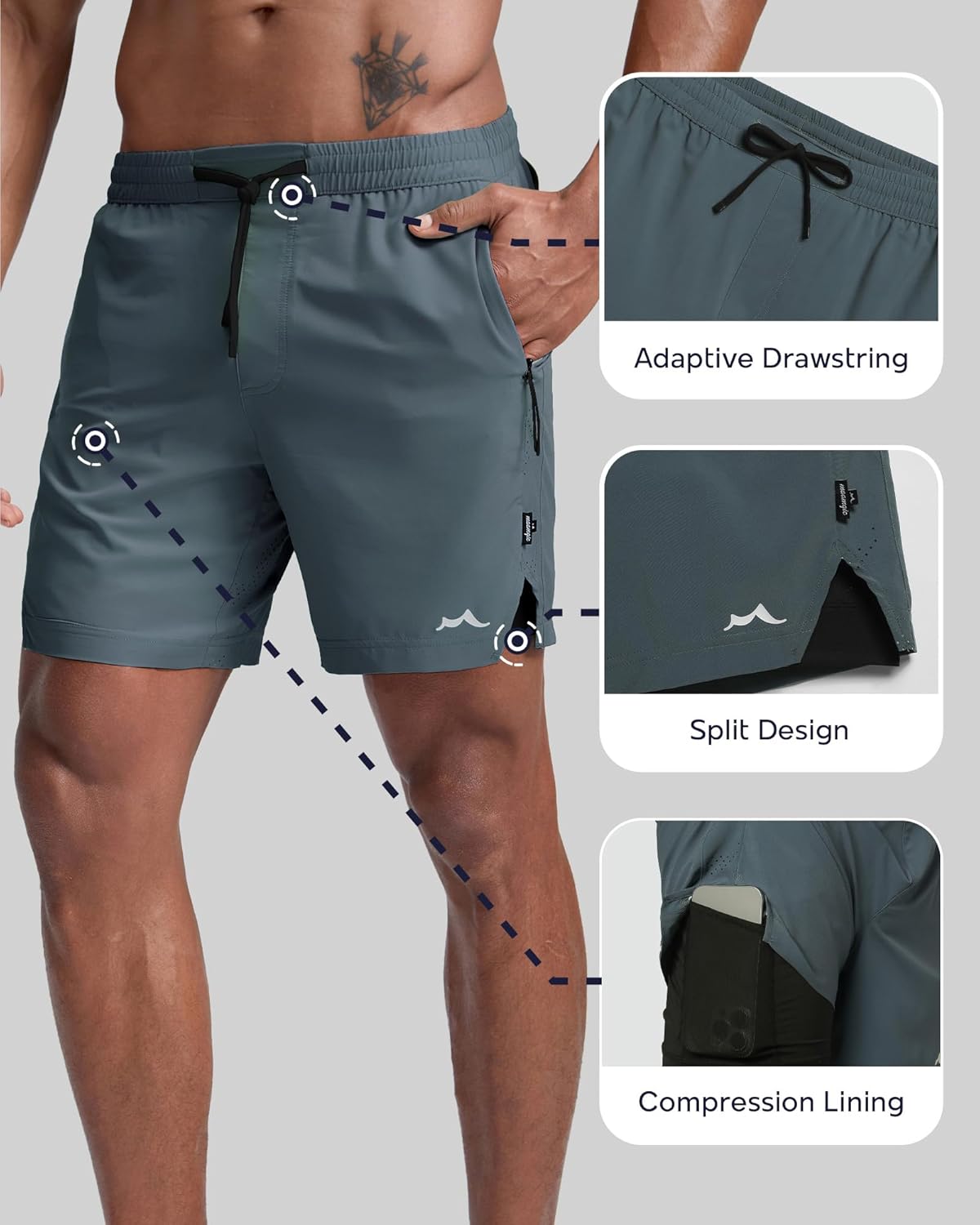 Men's Athletic Running Shorts with Liner Ultra Lightweight Workout Shorts 5"/ 7"