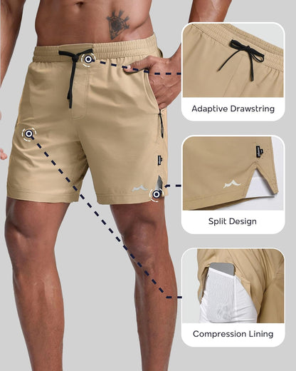 Men's Athletic Running Shorts with Liner Ultra Lightweight Workout Shorts 5"/ 7"