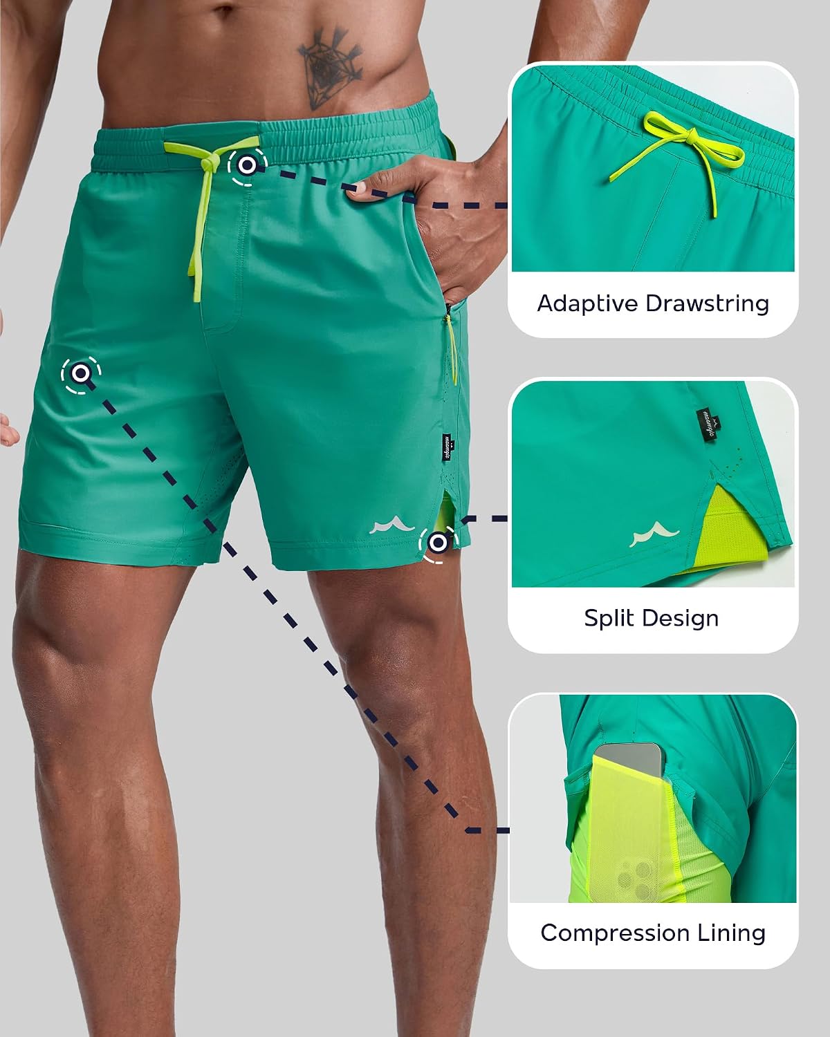 Men's Athletic Running Shorts with Liner Ultra Lightweight Workout Shorts 5"/ 7"