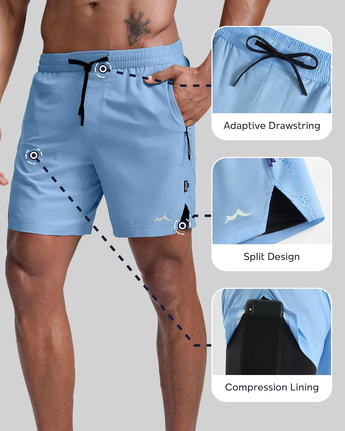 Men's Athletic Running Shorts with Liner Ultra Lightweight Workout Shorts 5"/ 7"