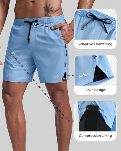 Men's Athletic Running Shorts with Liner Ultra Lightweight Workout Shorts 5"/ 7"