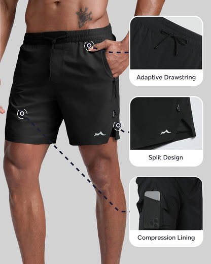 Men's Athletic Running Shorts with Liner Ultra Lightweight Workout Shorts 5"/ 7"