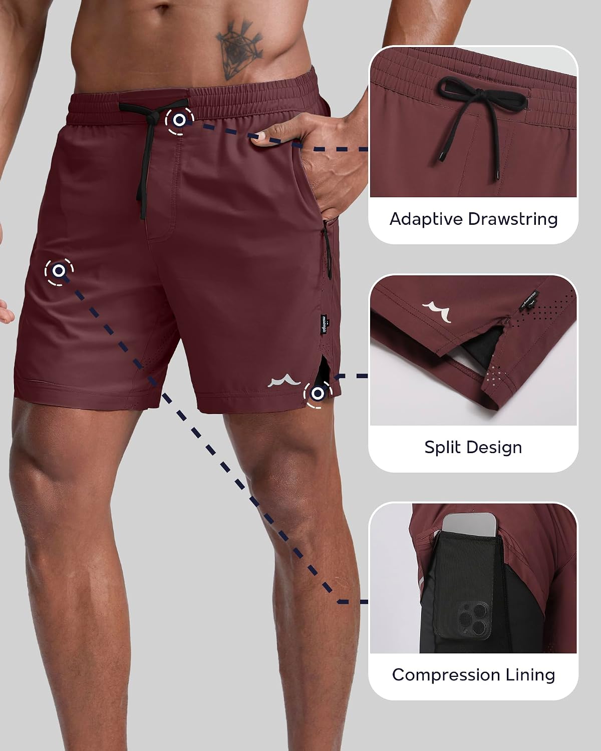 Men's Athletic Running Shorts with Liner Ultra Lightweight Workout Shorts 5"/ 7"