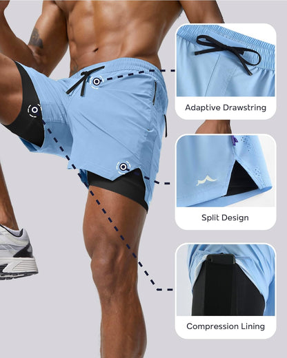 Men's Athletic Running Shorts with Liner Ultra Lightweight Workout Shorts 5"/ 7"
