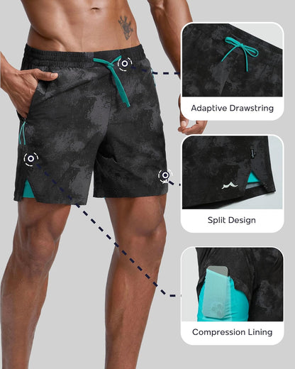 Men's Athletic Running Shorts with Liner Ultra Lightweight Workout Shorts 5"/ 7"