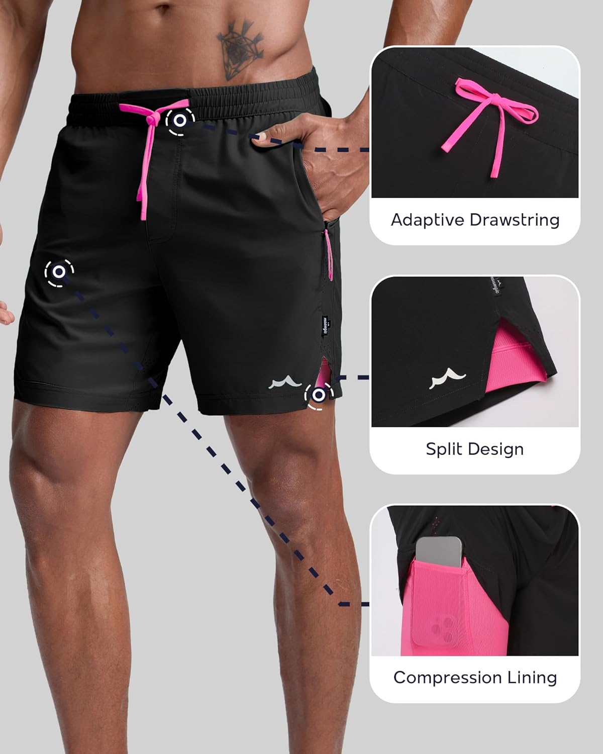 Men's Athletic Running Shorts with Liner Ultra Lightweight Workout Shorts 5"/ 7"