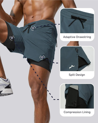 Men's Athletic Running Shorts with Liner Ultra Lightweight Workout Shorts 5"/ 7"