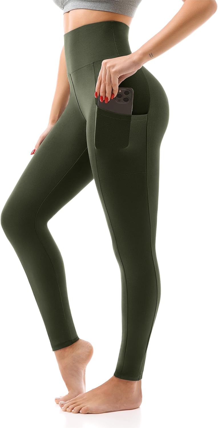 High Waisted Leggings with Pockets Women, Full Length Capri Buttery Soft Stretchy Yoga Pants