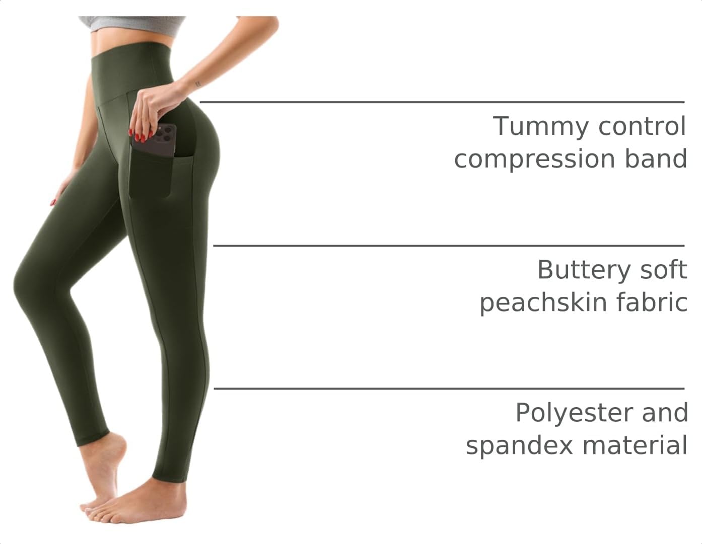 High Waisted Leggings with Pockets Women, Full Length Capri Buttery Soft Stretchy Yoga Pants