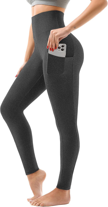 High Waisted Leggings with Pockets Women, Full Length Capri Buttery Soft Stretchy Yoga Pants