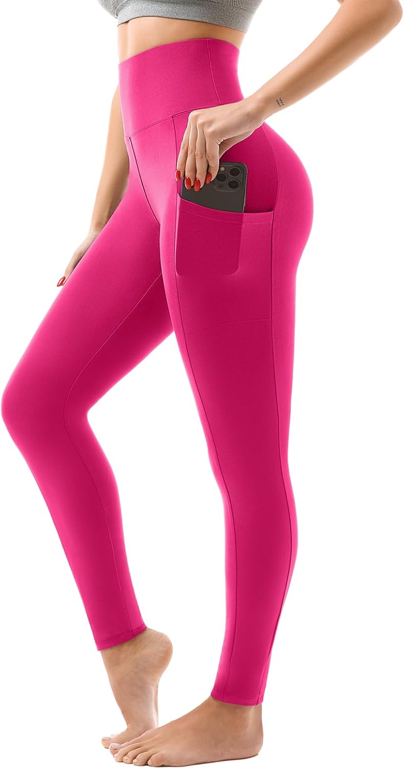 High Waisted Leggings with Pockets Women, Full Length Capri Buttery Soft Stretchy Yoga Pants