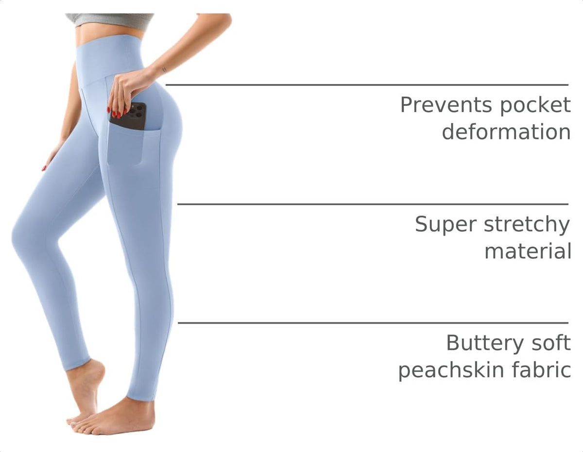 High Waisted Leggings with Pockets Women, Full Length Capri Buttery Soft Stretchy Yoga Pants
