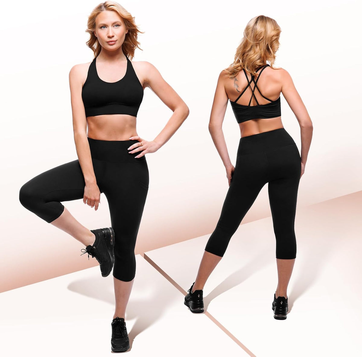 High Waisted Leggings with Pockets Women, Full Length Capri Buttery Soft Stretchy Yoga Pants