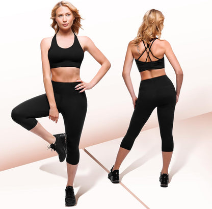 High Waisted Leggings with Pockets Women, Full Length Capri Buttery Soft Stretchy Yoga Pants