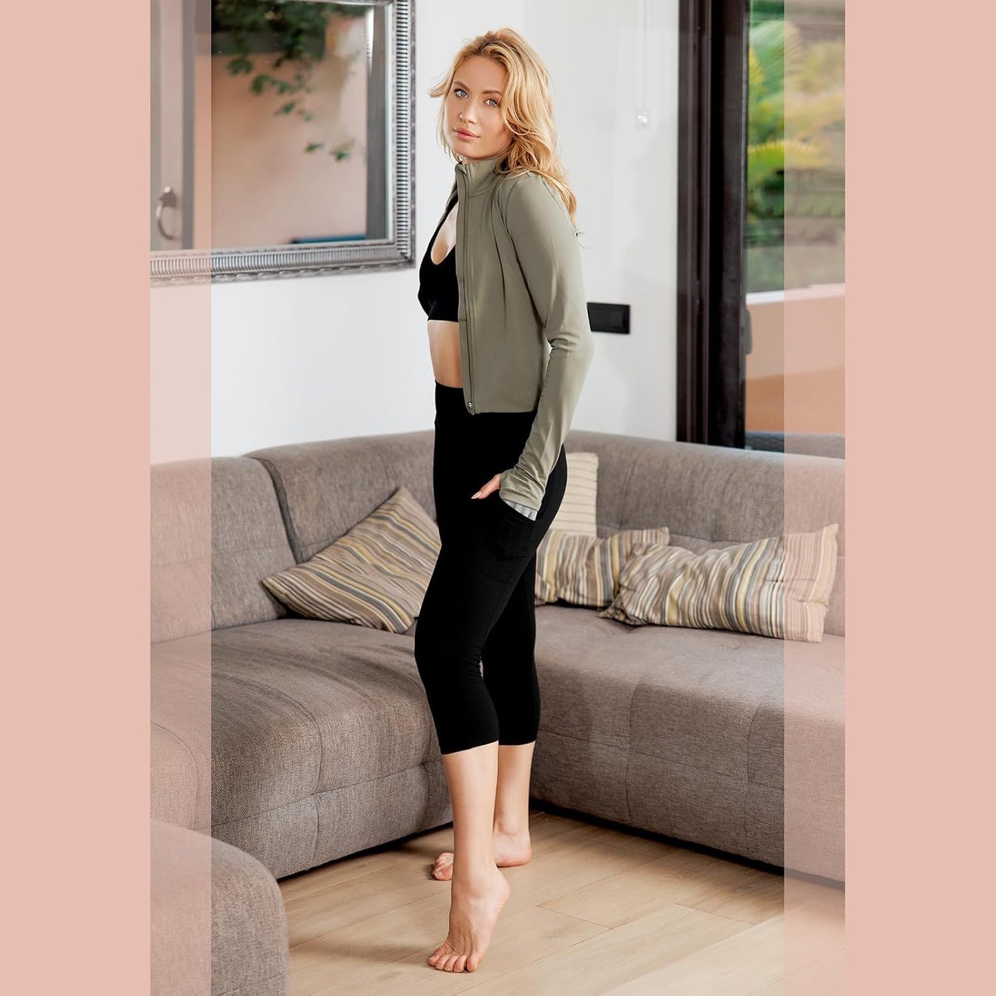 High Waisted Leggings with Pockets Women, Full Length Capri Buttery Soft Stretchy Yoga Pants