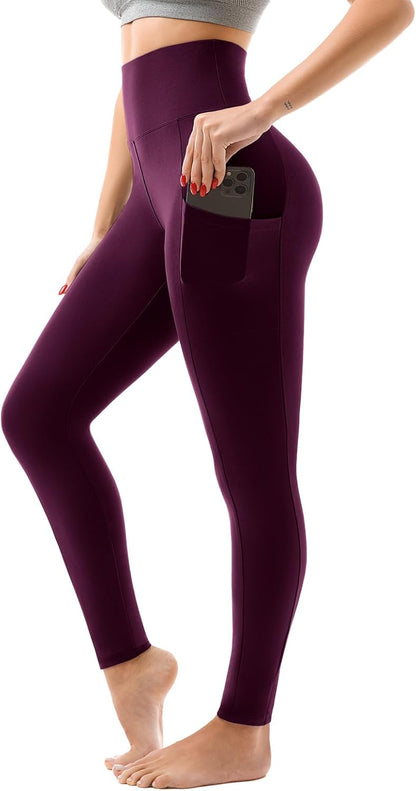 High Waisted Leggings with Pockets Women, Full Length Capri Buttery Soft Stretchy Yoga Pants