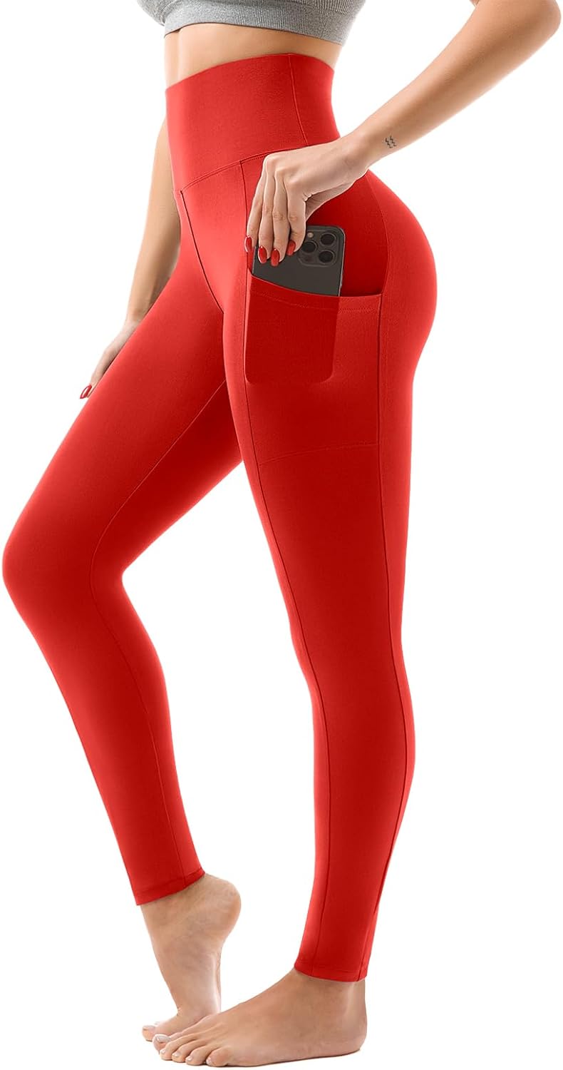 High Waisted Leggings with Pockets Women, Full Length Capri Buttery Soft Stretchy Yoga Pants