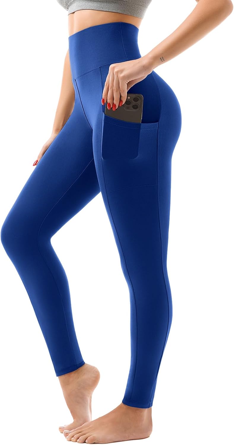 High Waisted Leggings with Pockets Women, Full Length Capri Buttery Soft Stretchy Yoga Pants