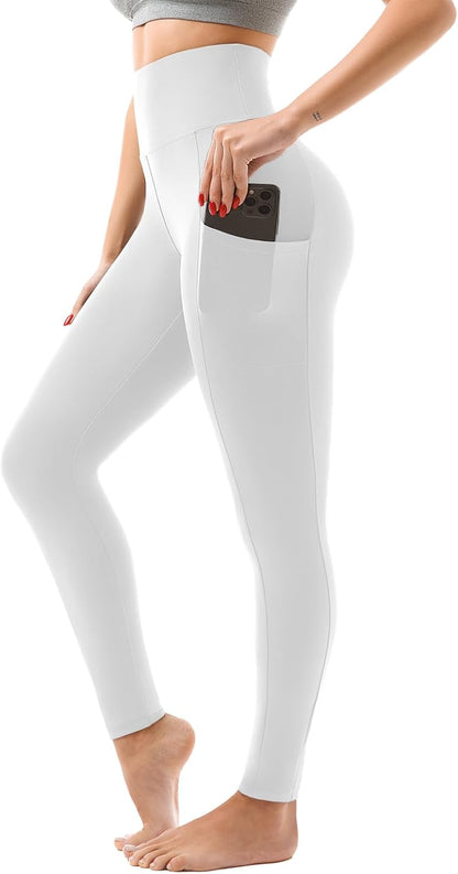High Waisted Leggings with Pockets Women, Full Length Capri Buttery Soft Stretchy Yoga Pants