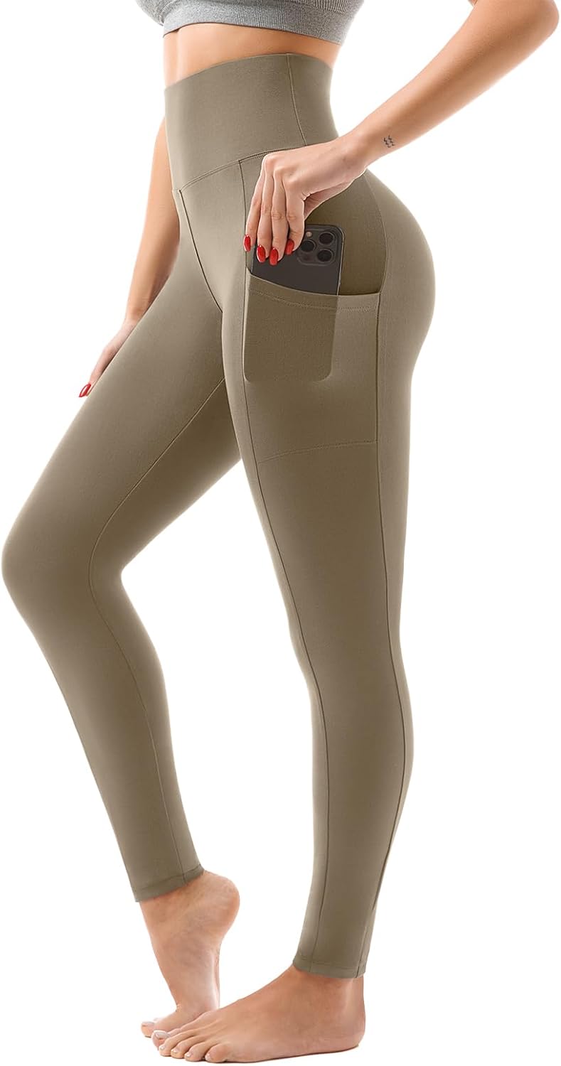 High Waisted Leggings with Pockets Women, Full Length Capri Buttery Soft Stretchy Yoga Pants