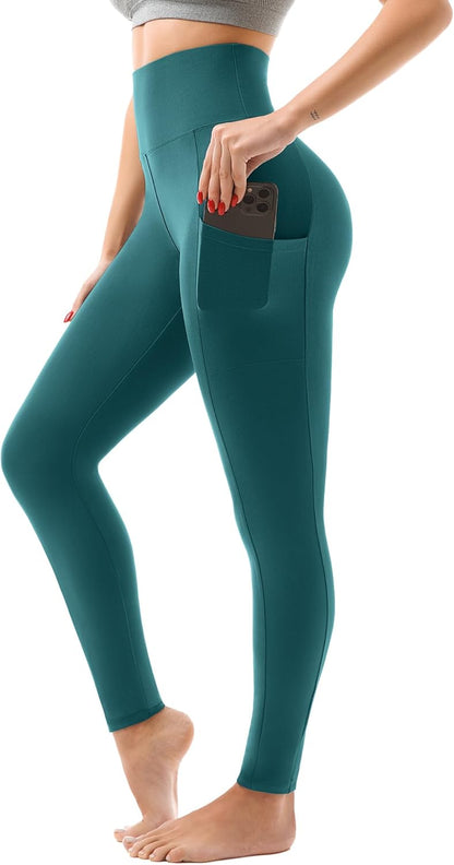 High Waisted Leggings with Pockets Women, Full Length Capri Buttery Soft Stretchy Yoga Pants