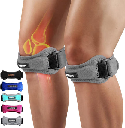 2 Pack Patella Tendon Knee Straps, Knee Brace for Women & Men with Extra Straps, Patella Bands for Pain Relief, Osgood Schlatter, Jumper’s Knee, Tendonitis, Running, Basketball, Volleyball