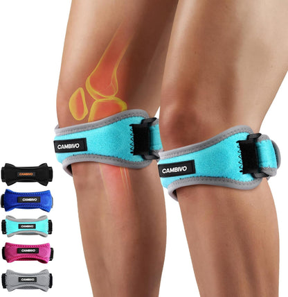 2 Pack Patella Tendon Knee Straps, Knee Brace for Women & Men with Extra Straps, Patella Bands for Pain Relief, Osgood Schlatter, Jumper’s Knee, Tendonitis, Running, Basketball, Volleyball