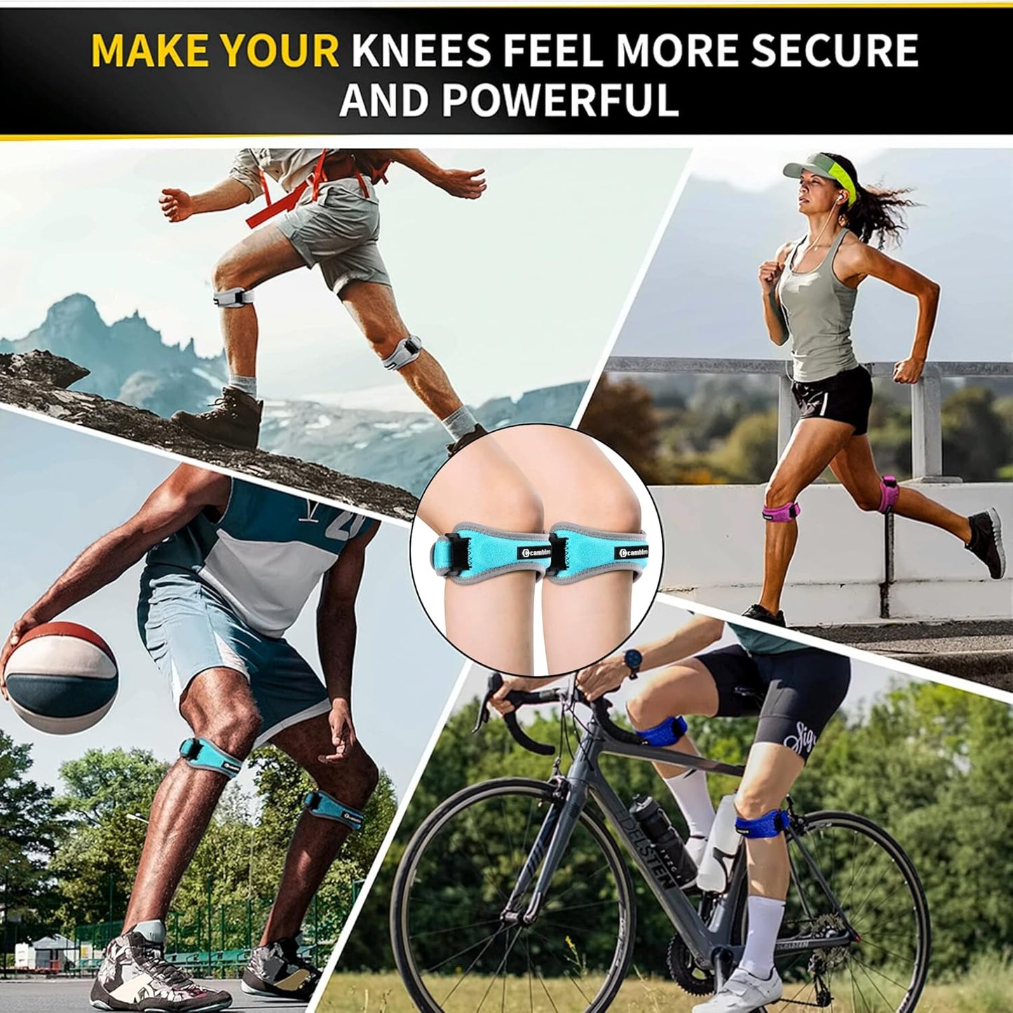 2 Pack Patella Tendon Knee Straps, Knee Brace for Women & Men with Extra Straps, Patella Bands for Pain Relief, Osgood Schlatter, Jumper’s Knee, Tendonitis, Running, Basketball, Volleyball