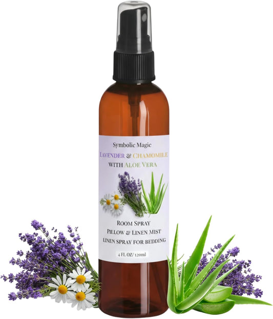 Lavender Essential Oil Room Spray - Linen Spray for Bedding, Sleep, Pillow, Bed, Aromatherapy Oils for Sleep and Pillows, Calming Mist with Chamomile and Aloe Vera