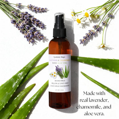 Lavender Essential Oil Room Spray - Linen Spray for Bedding, Sleep, Pillow, Bed, Aromatherapy Oils for Sleep and Pillows, Calming Mist with Chamomile and Aloe Vera