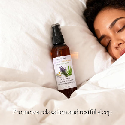 Lavender Essential Oil Room Spray - Linen Spray for Bedding, Sleep, Pillow, Bed, Aromatherapy Oils for Sleep and Pillows, Calming Mist with Chamomile and Aloe Vera