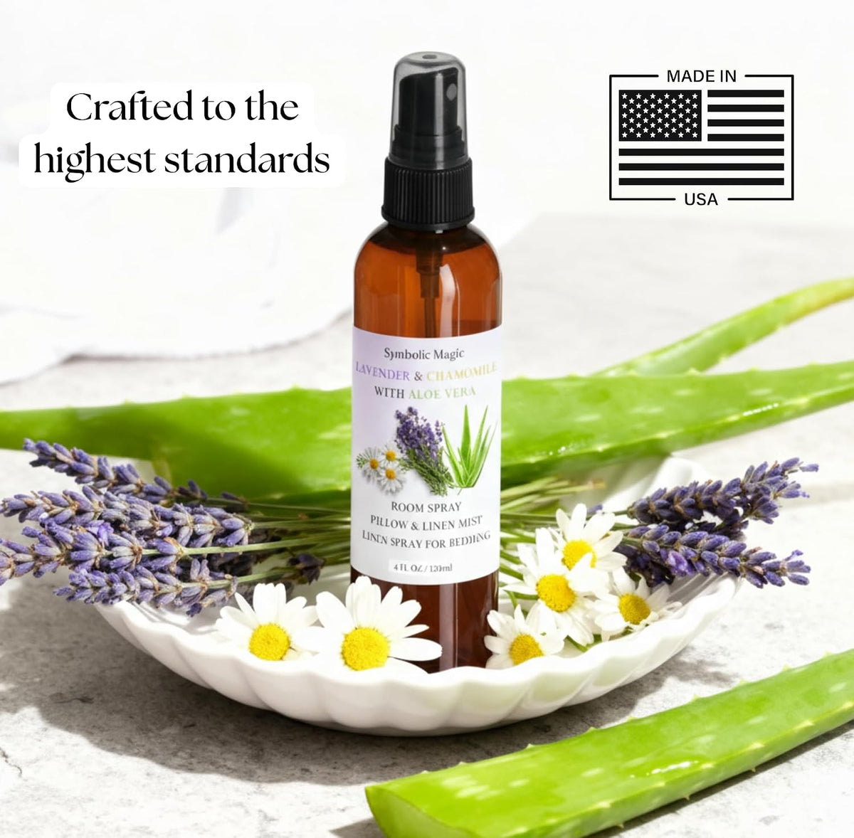 Lavender Essential Oil Room Spray - Linen Spray for Bedding, Sleep, Pillow, Bed, Aromatherapy Oils for Sleep and Pillows, Calming Mist with Chamomile and Aloe Vera