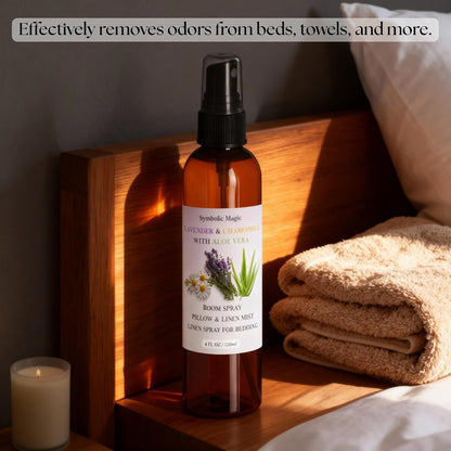 Lavender Essential Oil Room Spray - Linen Spray for Bedding, Sleep, Pillow, Bed, Aromatherapy Oils for Sleep and Pillows, Calming Mist with Chamomile and Aloe Vera