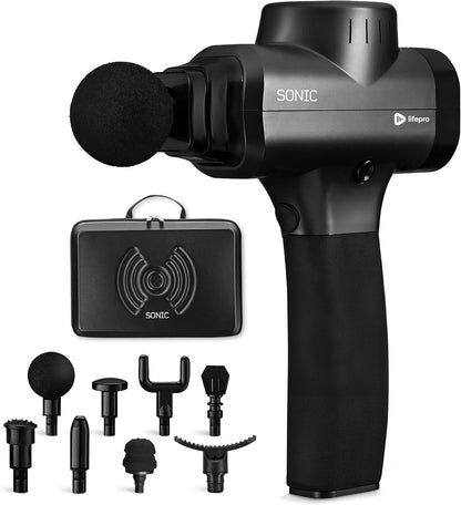 Sonic Massage Gun Percussion Muscle Massager, 8 Heads & 5 Speeds