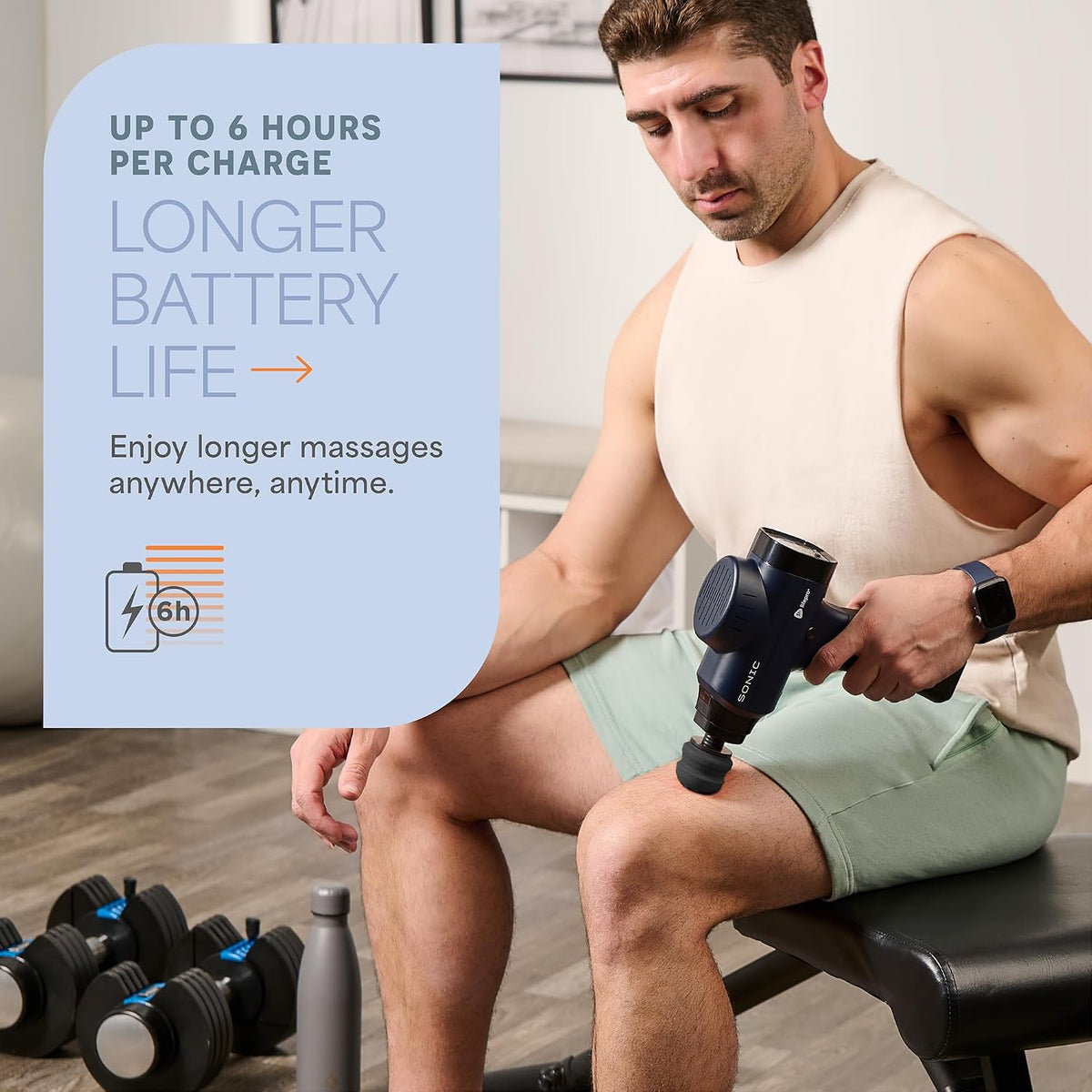 Sonic Massage Gun Percussion Muscle Massager, 8 Heads & 5 Speeds