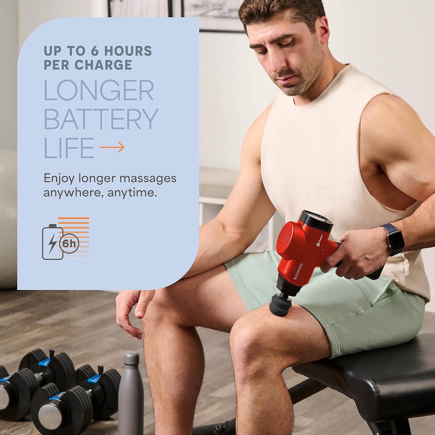 Sonic Massage Gun Percussion Muscle Massager, 8 Heads & 5 Speeds